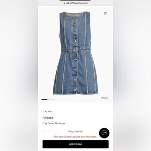 NWT RE/DONE Denim Dress XS